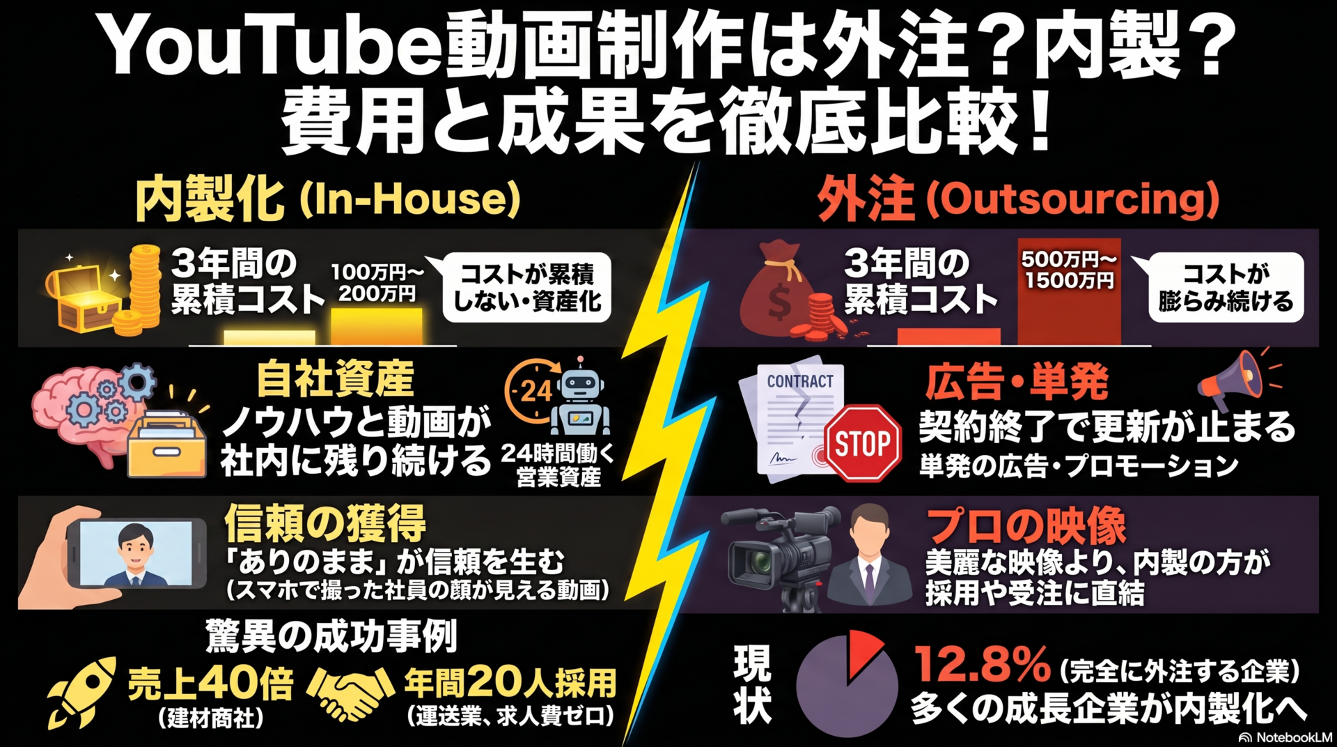 動画制作は外注と内製どちらが正解か?費用・成果・継続性で比較する