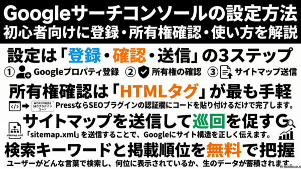 Googleサーチコンソールの設定方法｜初心者向けに登録・所有権確認・使い方を解説