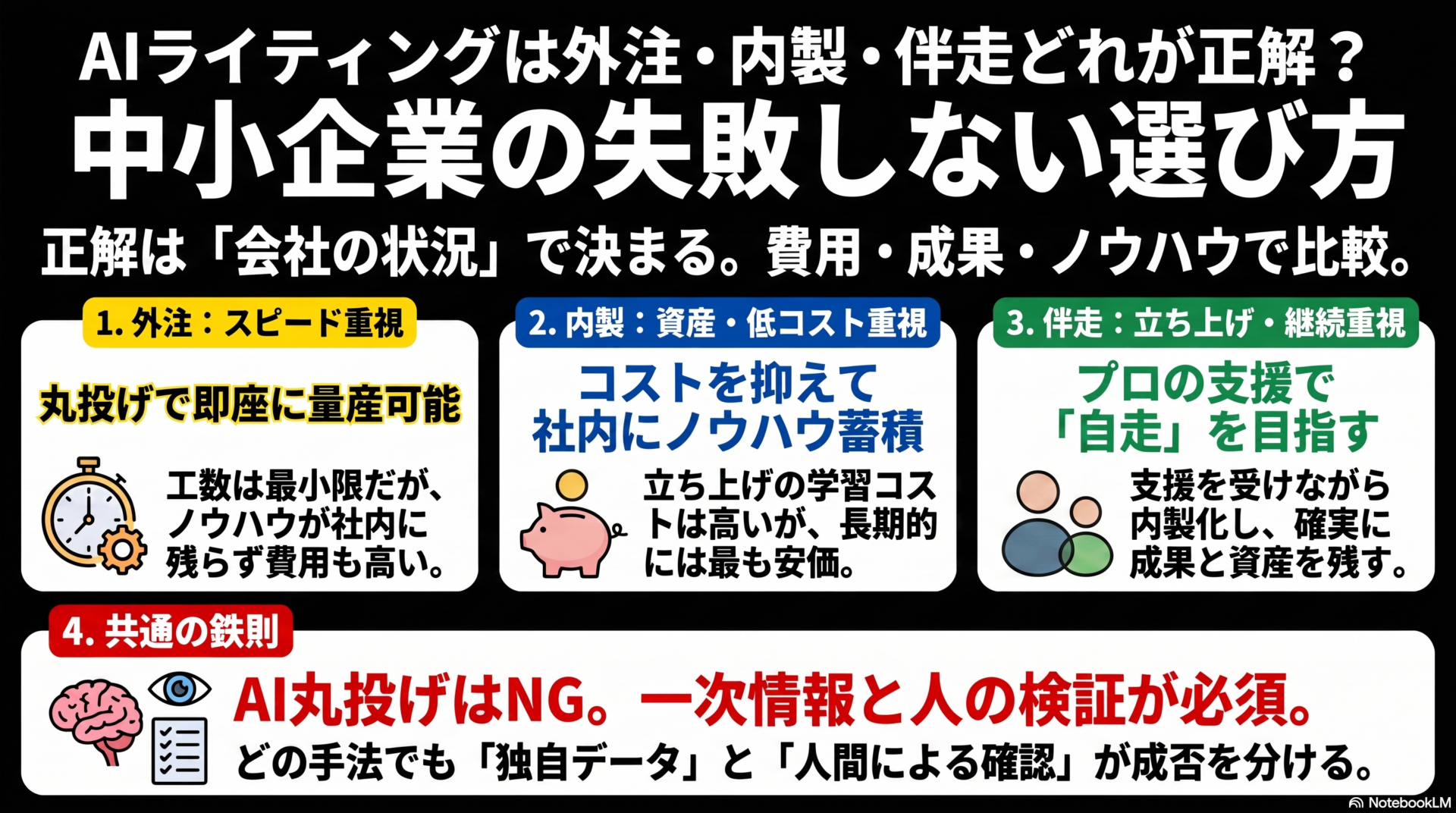 外注・内製・伴走の3つの選び方を比較した図