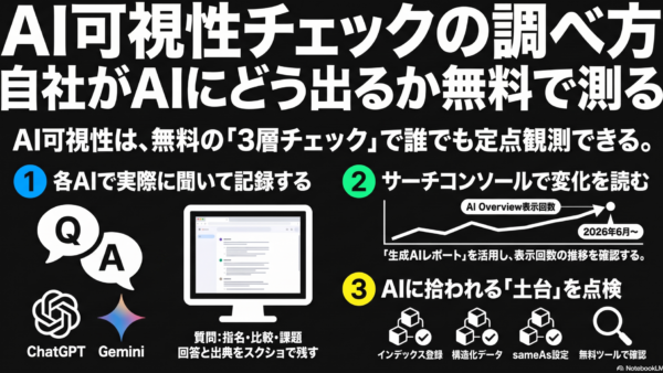 AI可視性チェックの調べ方｜自社がAIにどう出るかを無料で測る