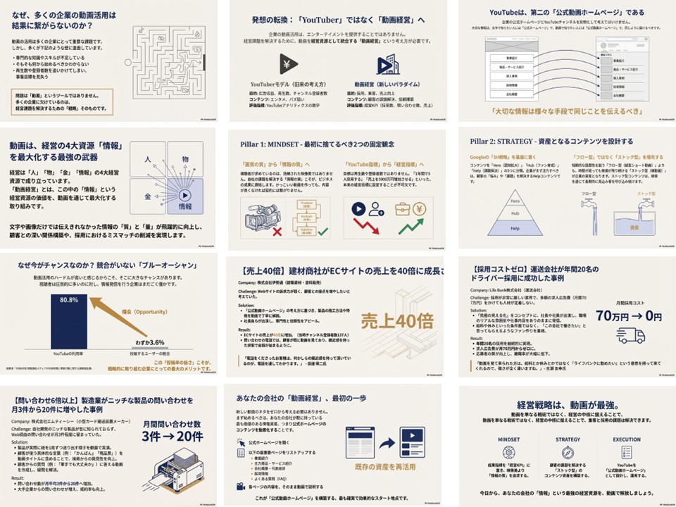NotebookLMのスライド資料機能で自動生成されたスライド一覧