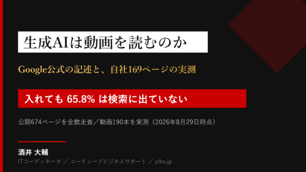生成AIは動画を読むのか｜Google公式の記述と自社169ページの実測