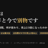 記事のアイキャッチ画像。「生成AIは2025年と今で別物です」という見出しと、7分から約12時間へ、広告費ゼロでEC売上2倍以上という要点が書かれている