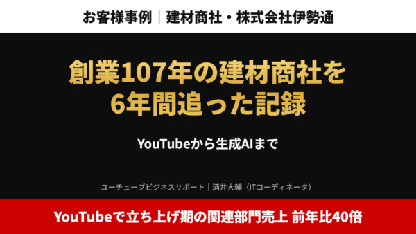 関連部門の売上が前年比40倍になった建材商社|YouTube動画活用事例
