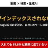 アイキャッチ｜動画がインデックスされない原因。Google公式の記述と、自社169ページの実測。入れても65.8%は検索に出ていない