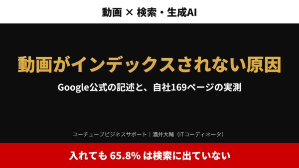 動画がインデックスされない原因｜Google公式の記述と自社169ページの実測