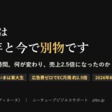 記事のアイキャッチ画像。「生成AIは2025年と今で別物です」という見出しと、7分から約12時間へ、広告費ゼロでEC月商 約2.5倍という要点が書かれている