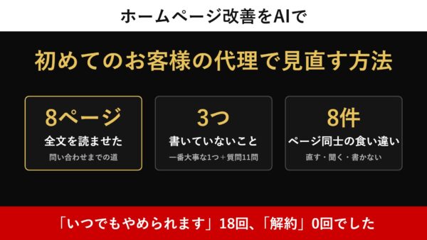ホームページ改善をAIで｜初めてのお客様の代理で見直す方法